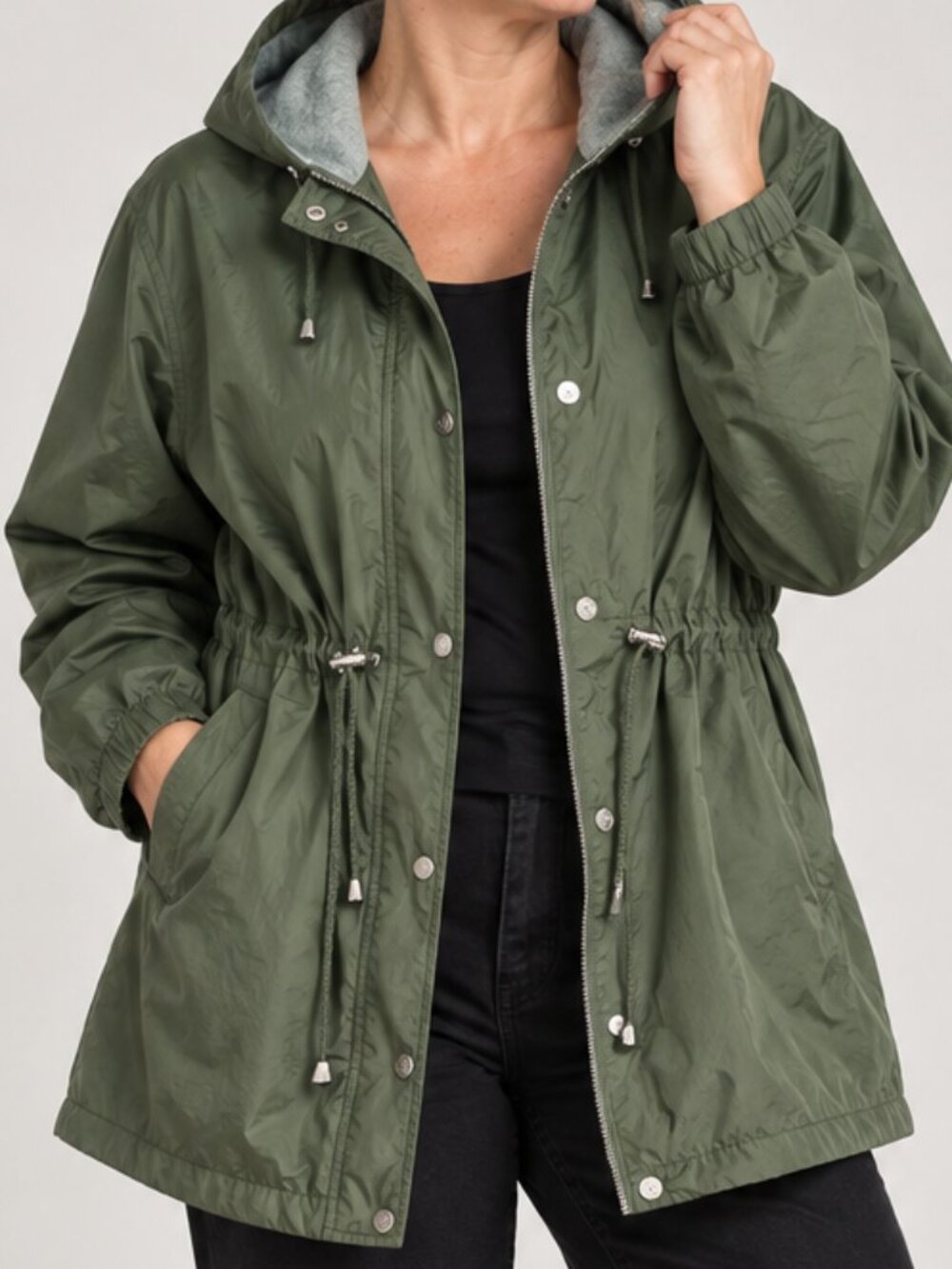Vintage Basic Editions Olive Reversible Hooded Utility Jacket Women's XL